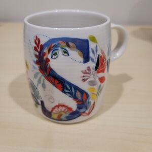 Anthropologie Petal Palette Monogram "S" Coffee Mug Designed by Starla Halfmann